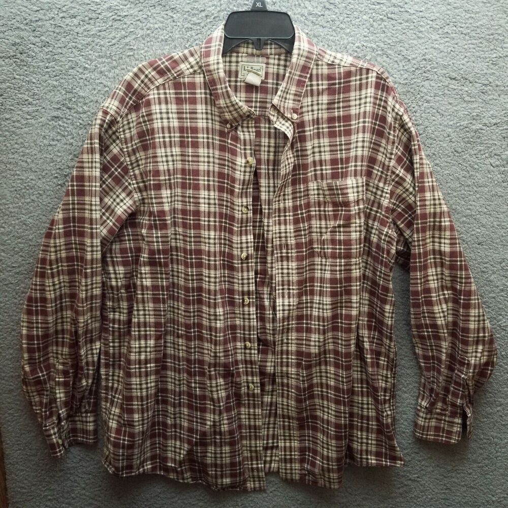 L.L. Bean XL Flannel Plaid Multicolor Button-Down Shirt 56.5" 30.5" 24.5"